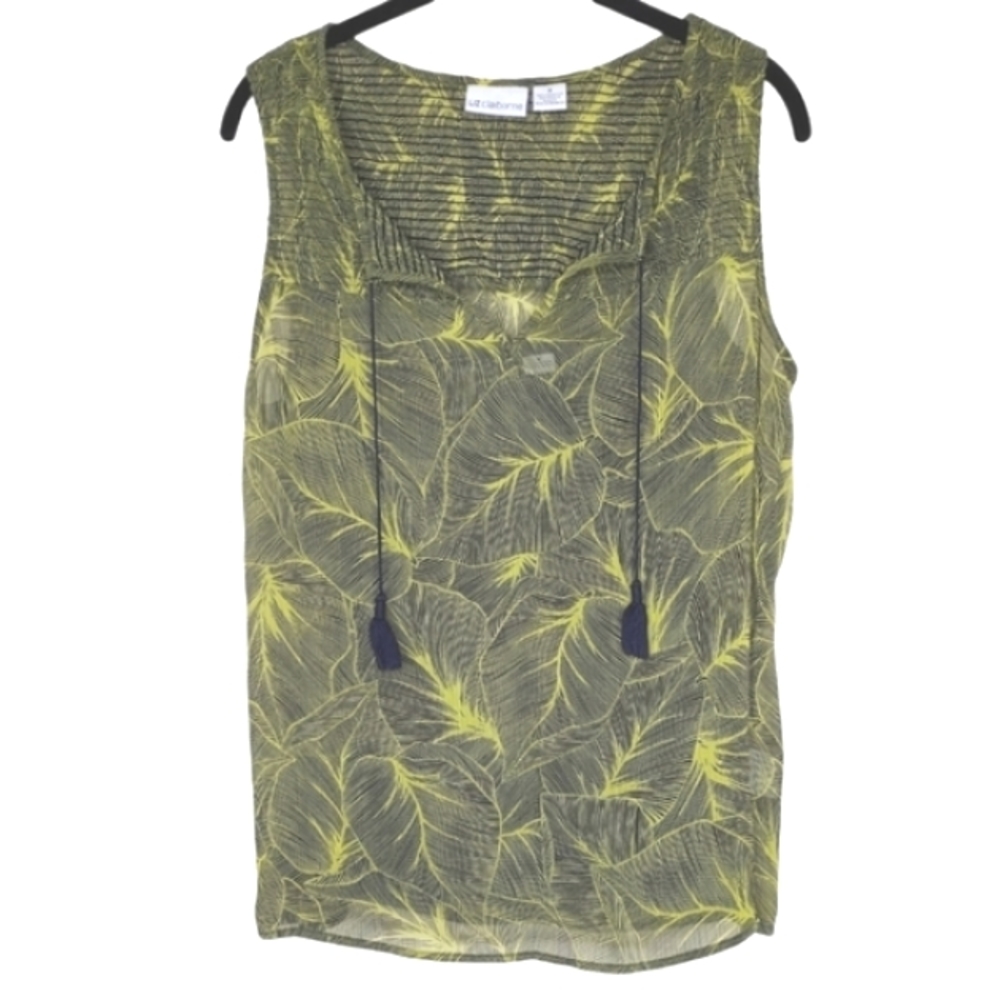 Liz Claiborne Sheer Top With Attached Camisole Tassel Closure Size Medium